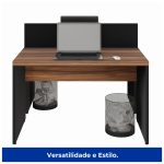 Estação de Trabalho Dupla 1,20×1,35m 02 Lugares s/ Gavetas c/ ponto de tomada Nogal Sevilha – 63085 - Imagem 3