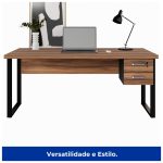 Mesa Escritório PÉ QUADRO 1,70×0,70m – C/ Gavetas – NOGAL SEVILHA/PRETO – 24475 - Imagem 3