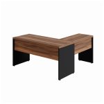 Mesa de Escritório em L com Gavetas – Mesa 1,50m + Mesa Auxiliar NOGAL SEVILHA/PRETO – 21477 - Imagem 3