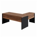 Mesa Escritório em L 1,70m + Mesa Auxiliar S/ Gavetas Nogal Sevilha/Preto 21478 - Imagem 3