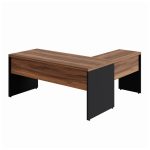 Mesa Escritório em L Mesa 1,70m + Mesa Auxiliar 02 Gavetas Nogal Sevilha / Preto 21479 - Imagem 3