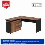 Mesa Escritório em “L” – 1,50×1,50m (Extensível) – com Armário Misto (03 Gav.) NOGAL/SEVILHA – 20603 - Imagem 9