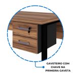 Mesa Escritório PÉ QUADRO – 1,20×0,60m – C/ Gavetas – NOGAL SEVILHA/PRETO – 24471 - Imagem 5