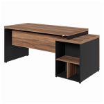Mesa PEDESTAL RETA (03 Gav.) – 1,92X0,70m NOGAL SEVILHA/PRETO – 21405 - Imagem 4