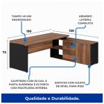 Mesa Diretorzinha c/ Aparador – Pé de MADEIRA – 1,90×1,50m- – NOGAL SEVILHA / PRETO – 21426 - Imagem 4