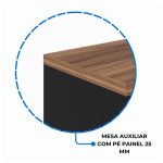 Mesa de Escritório em L (Mesa 1,50m + Mesa Auxiliar) – Sem Gavetas NOGAL SEVILHA/PRETO – 21476 - Imagem 5