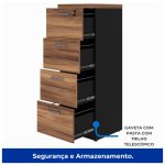 Arquivo 04 Gavetas Pasta Suspensa – 1,28×0,46×0,45m NOGAL SEVILHA/PRETO – 21410 - Imagem 6