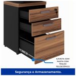 Mesa AUXILIAR c/ 03 Gavetas Pedestal NOGAL SEVILHA/PRETO – 21421 - Imagem 6