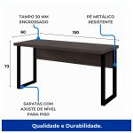 Mesa Escritório PÉ QUADRO 1,50×0,60m – S/ Gavetas – MARSALA/PRETO – 25472 - Imagem 3