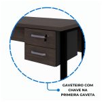 Mesa em L com PÉ QUADRO – (Mesa 1,70m + Mesa Auxiliar) – C/ Gavetas MARSALA/PRETO – 25479 - Imagem 6