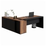 Mesa PRESIDENTE Armário Pedestal 1,82×1,80m NOGAL SEVILHA / PRETO – 20602 - Imagem 2