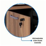 Armário Baixo 03 Gavetas e Porta (MISTO) NOGAL SEVILHA/PRETO – 21422 - Imagem 7