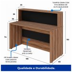 Balcão de Atendimento 1.35×1,13×0,60m – S/ Gavetas NOGAL SEVILHA / PRETO – 63081 - Imagem 7