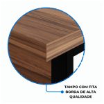 Mesa em L PÉ QUADRO (Mesa 1,50m + Mesa Auxiliar) – S/ Gavetas NOGAL SEVILHA/PRETO – 24476 - Imagem 5