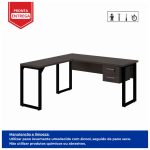 Mesa em L (Mesa 1,50m + Mesa Auxiliar) – C/ Gavetas MARSALA/PRETO – 25477 - Imagem 5