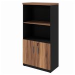 Armário Alto Semi-Aberto – 1,61×0,80×0,45m NOGAL SEVILHA/PRETO – 21413