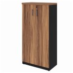 Armário Alto Fechado com 02 Portas – 1,61×0,80×0,45m NOGAL SEVILHA/PRETO – 21414