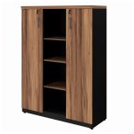 Armário Alto Credenza com Nicho – 1,61×1,20×0,45m NOGAL SEVILHA/PRETO – 21415