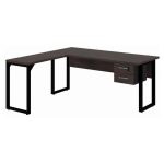 Mesa em L com PÉ QUADRO – (Mesa 1,70m + Mesa Auxiliar) – C/ Gavetas MARSALA/PRETO – 25479 - Imagem 7