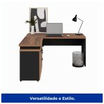 Mesa Escritório em “L” – 1,50×1,50m (Extensível) – com Armário Misto (03 Gav.) NOGAL/SEVILHA – 20603 - Imagem 8