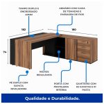 Mesa PRESIDENTE Armário Pedestal 1,82×1,80m NOGAL SEVILHA / PRETO – 20602 - Imagem 3