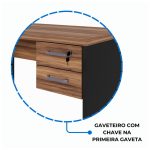 Mesa de Escritório em L com Gavetas – Mesa 1,50m + Mesa Auxiliar NOGAL SEVILHA/PRETO – 21477 - Imagem 7