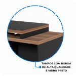Mesa PEDESTAL RETA C/ VIDRO (03 Gav.) – 1,92X0,70m NOGAL SEVILHA/PRETO – 21399 - Imagem 7