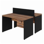 Estação de Trabalho Dupla 1,20×1,35m 02 Lugares c/ Gavetas c/ ponto de tomada Nogal Sevilha – 63086