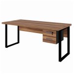 Mesa Escritório PÉ QUADRO 1,70×0,70m – C/ Gavetas – NOGAL SEVILHA/PRETO – 24475