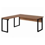 Mesa em L PÉ QUADRO (Mesa 1,70m + Mesa Auxiliar) – S/ Gavetas NOGAL SEVILHA/PRETO – 24478