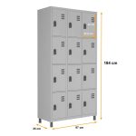 Roupeiro de Aço PAM c/ 12 Portas PEQUENAS – 1,80×1,03×0,32m – CZ/CZ – PANDIN – 74207 - Imagem 2