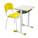 Kit Escolar Individual AMARELO – (Mesa e Cadeira) – ADULTO – MADEIRA – COR AMARELO – REALPLAST – 40098