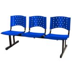 Longarina PLÁSTICA 03 Lugares – Cor AZUL – REALPLAST – 33070