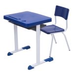 Kit Escolar Individual  AZUL – (Mesa e Cadeira) – JUVENIL 06 a 09 Anos – REALPLAST – 40999