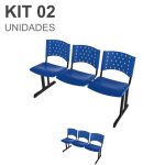 Kit 02 longarinas PLÁSTICAS 03 Lugares – COR AZUL – REALPLAST – 23009