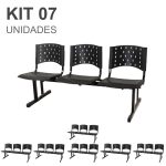 Kit 07 longarinas PLÁSTICAS 03 Lugares – Cor PRETO – REALPLAST – 23005