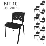 Kit 10 Cadeiras Plásticas 04 pés – COR PRETO – REALPLAST – 24001