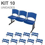 Kit 10 longarinas PLÁSTICAS 03 Lugares – COR AZUL – REALPLAST –  23017