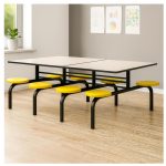 Mesa para Refeitório FIXA 8 Lugares MDP Branco de 25 mm – Assento AMARELO – 50102 - Imagem 9