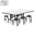 Mesa p/ Refeitório ESCAMOTEÁVEL 06 Lugares  – MDP BRANCO DE 25 MM –  ART VIVA – 50051