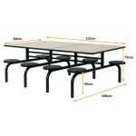 Mesa para Refeitório FIXA 8 Lugares MDP Branco de 25 mm – Assento AZUL – 50101 - Imagem 3