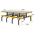 Mesa para Refeitório FIXA 8 Lugares MDP Branco de 25 mm – Assento AMARELO – 50102 - Imagem 4