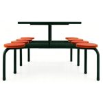 Mesa para Refeitório FIXA 8 Lugares MDP Branco de 25 mm – Assento VERMELHO – 50103 - Imagem 4