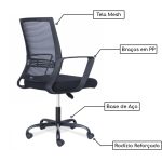 Cadeira de Escritório Diretor Tela JOY – Cor Preto – 34007 - Imagem 2