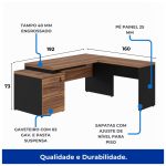 Mesa PEDESTAL com “L” – 1,92×1,60m NOGAL SEVILHA/PRETO – 21406 - Imagem 2