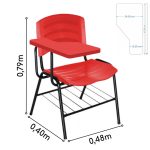 Cadeira Universitária Plástica com Prancheta PLÁSTICA – COR VERMELHO – MOGIMAX – 34022 - Imagem 5